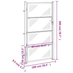 Hageport 100×200 cm rustfritt stål