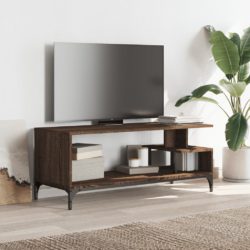 TV-benk brun eik 102x40x41 cm konstruert tre pulverlakkert stål