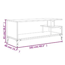 TV-benk brun eik 102x40x41 cm konstruert tre pulverlakkert stål