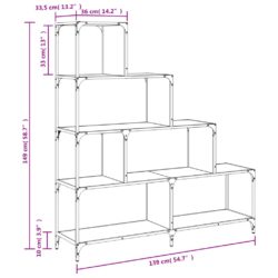 Bokhylle 4 trinn svart 139×33,5×149 cm konstruert tre