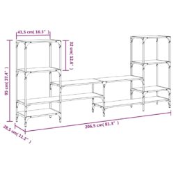 TV-benk røkt eik 206,5×28,5×95 cm konstruert tre