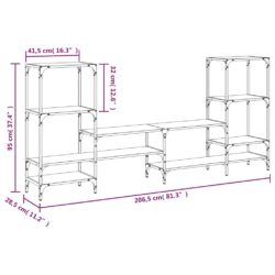 TV-benk grå sonoma 206,5×28,5×95 cm konstruert tre