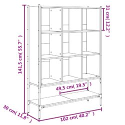 Bokhylle svart 102x30x141,5 cm konstruert tre