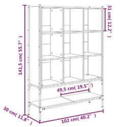 Bokhylle sonoma eik 102x30x141,5 cm konstruert tre