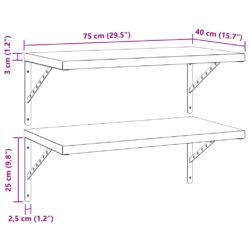 Vegghyller 2 stk 75×40 cm sølv rustfritt stål