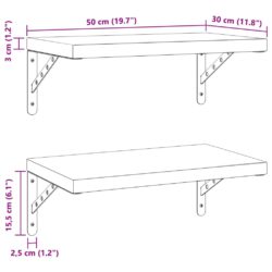 Vegghyller 2 stk 50×30 cm sølv rustfritt stål