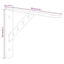 Hyllebraketter 4 stk 30×2,5×15,5 cm sølv rustfritt stål