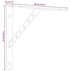 Hyllebraketter 4 stk 40×2,5×25 cm sølv rustfritt stål