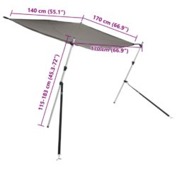 T-Top solskjermutvidelse antrasittgrå 170x170x(115-183) cm