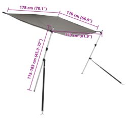 T-Top solskjermutvidelse antrasitt 170x208x(115-183) cm