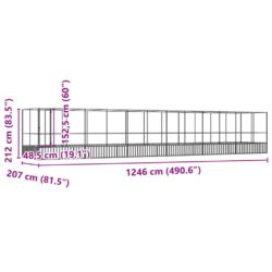 Voliere med forlengelse sølv 1246x207x212 cm stål