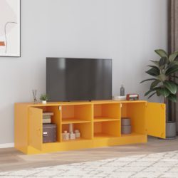 TV-benker 2 stk sennepsgul 67x39x44 cm stål