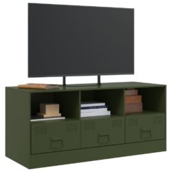 TV-benk olivengrønn 99x39x44 cm stål