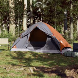 Kuppeltelt for camping 2 personer grå og oransje vanntett