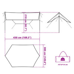 Campingpresenning blå 430x380x210 cm vanntett