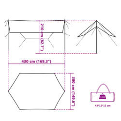 Campingpresenning grønn 430x380x210 cm vanntett