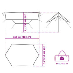 Campingpresenning grønn 460x305x210 cm vanntett