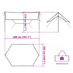 Campingpresenning oransje 460x305x210 cm vanntett