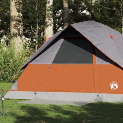 Kuppeltelt for camping 6 personer oransje vanntett