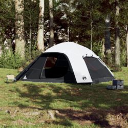 Kuppeltelt for camping 6 personer hvit blendingsstoff vanntett