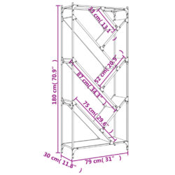 Bokhylle svart 79x30x180 cm konstruert tre