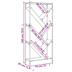 Bokhylle sonoma eik 79x30x180 cm konstruert tre og metall