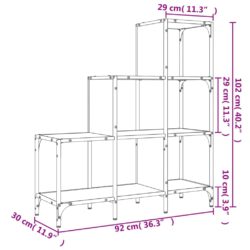 Bokhylle svart 92x30x102 cm konstruert tre og metall