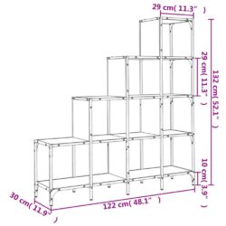 Bokhylle svart 122x30x132 cm konstruert tre