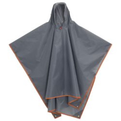 Regnponcho med hette 2-i-1 design grå og oransje 223×145 cm