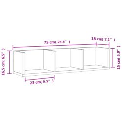 Veggskap svart 75x18x16,5 cm konstruert tre