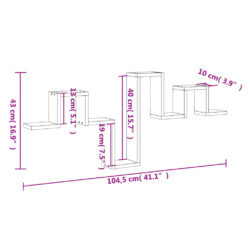 Vegghylle sonoma eik 104,5x10x43 cm konstruert tre