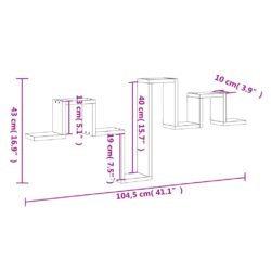 Vegghylle brun eik 104,5x10x43 cm konstruert tre