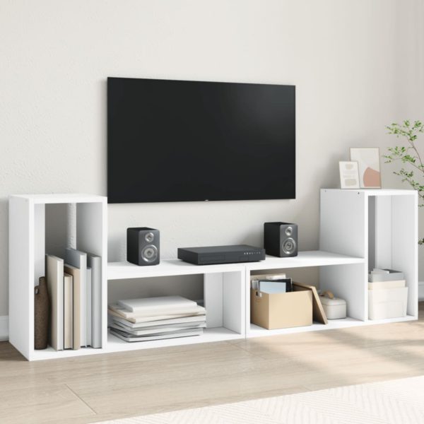 TV-benker 2 stk hvit 75x30x50 cm konstruert tre