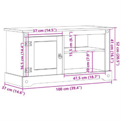 TV-benk Corona 100x37x52 cm heltre furu