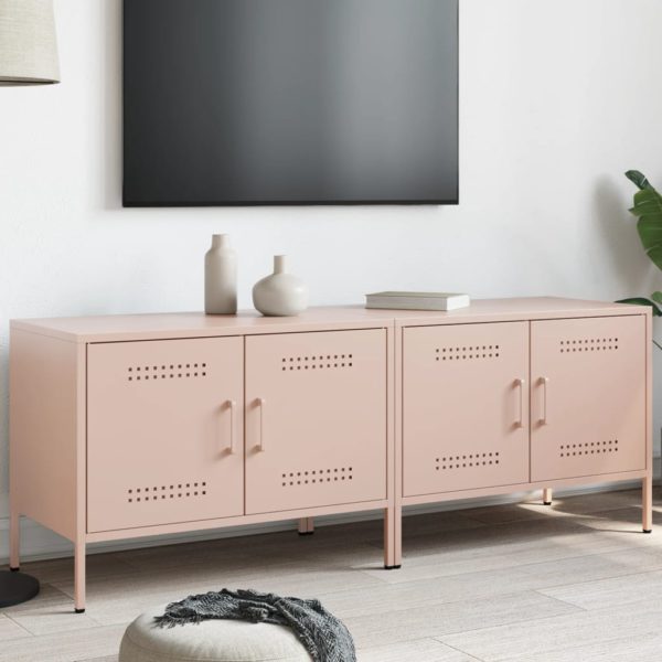 TV-benker 2 stk rosa 68x39x50,5 cm stål