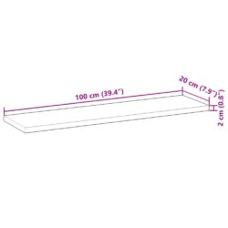 Flytende hylle 100x20x2 cm ubehandlet heltre akasie