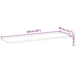 Flytende hylle 160x40x2 cm ubehandlet heltre akasie