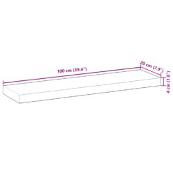 Flytende hylle 100x20x4 cm ubehandlet heltre akasie