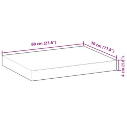 Flytende hyller 2 stk 60x30x4 cm ubehandlet heltre akasie