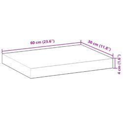 Flytende hyller 4 stk 60x30x4 cm ubehandlet heltre akasie