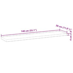 Flytende hyller 2 stk 140x30x4 cm ubehandlet heltre akasie