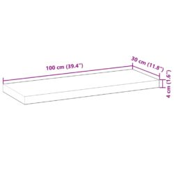 Flytende hyller 3 stk 100x30x4 cm oljebehandlet heltre akasie