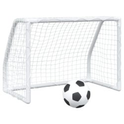 Fotballmål for barn 2 stk med ball hvit 64x35x48 cm metall