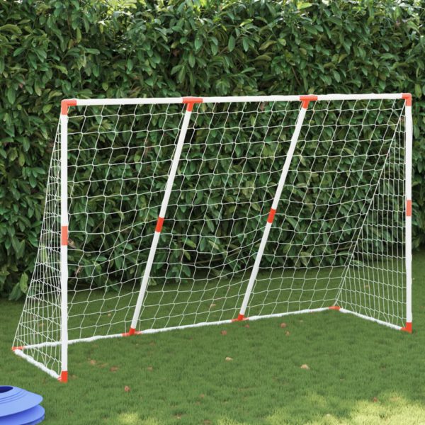 Fotballmål for barn med baller 2-i-1 hvit 184x64x124 cm