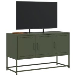 TV-benk olivengrønn 100,5x39x60,5 cm stål