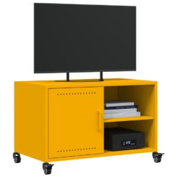 TV-benk sennepsgul 68x39x43,5 cm kaldvalset stål