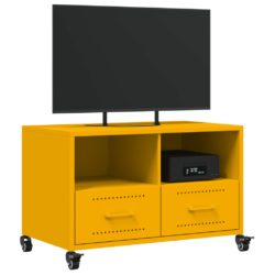 TV-benk sennepsgul 68x39x43,5 cm kaldvalset stål