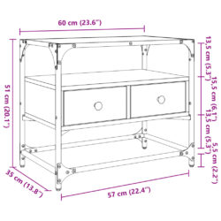 TV-benk med glasstopp røkt eik 60x35x51 cm konstruert tre