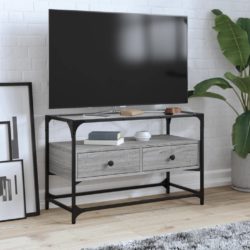 TV-benk med glasstopp grå sonoma 80x35x51 cm konstruert tre