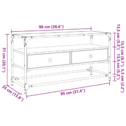 TV-benk med glasstopp svart 98x35x51 cm konstruert tre